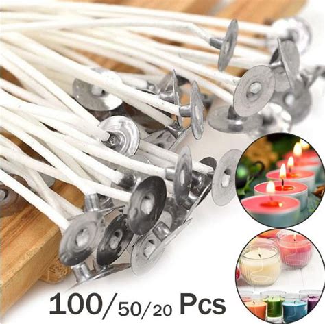 1005020 Pcs Candle Wicks Smokeless Wax Pure Cotton Core Diy Candle Making Pre Waxed Wicks For