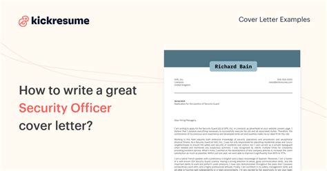 Security Officer Cover Letter Samples And Examples 2024 Kickresume