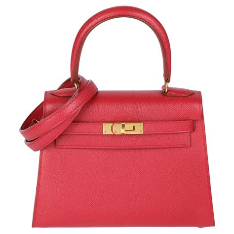 Hermès Rouge Vif Couchevel Leather Kelly 20cm Sellier For Sale At