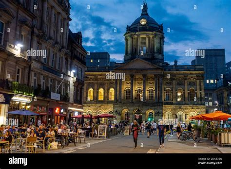 Night View Of Outdoor Cafes And Bars On Castle Street With Liverpool