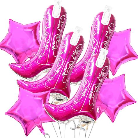 Amazon 8Pcs Cowgirl Boots Balloons Large Pink Boots Foil Balloons