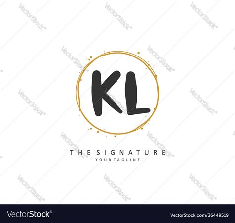 Kl Initial Letter Handwriting And Signature Logo Vector Image