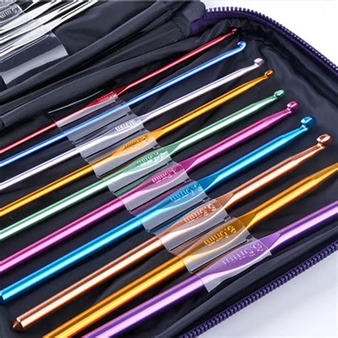 22 Pcs Set Stainless Steel Needles Crochet Hooks Multi Color Knitting Needles Tools With Case