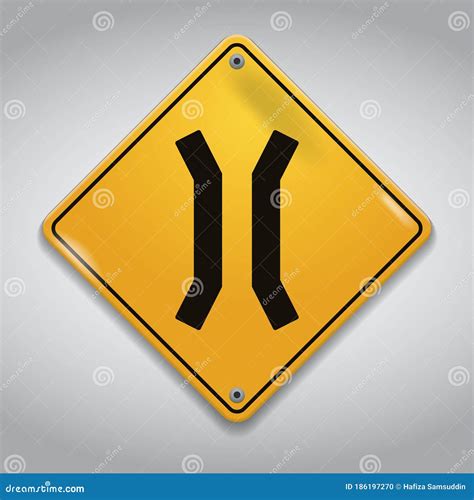 Narrow Bridge Road Signs Vector Illustration Decorative Design 186197270