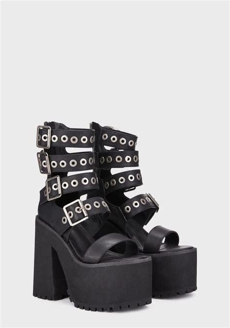 Widow Platform Heel Gladiator Sandals Black Dolls Kill Gladiator Sandals Heels Boot Sandals