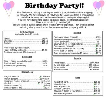 Adult birthday party planner budget template - litydelivery