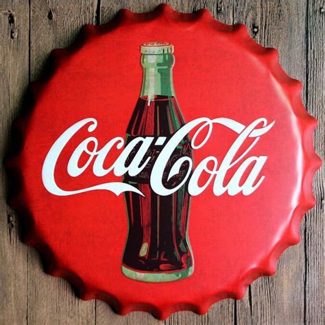 Cocacola 14 Inch Round Bottle Cap Vintage Tin Sign Bar Pub Home Wall