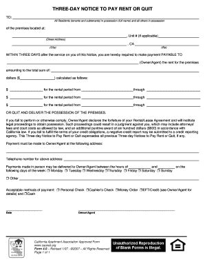 Printable Three Day Notice To Pay Rent Or Vacate Forms And Templates