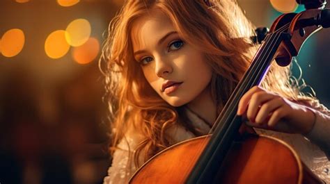 Premium Photo Beautiful Woman Playing The Violin Generative AI