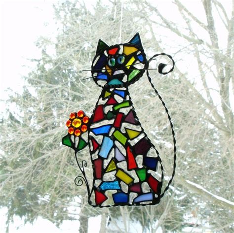 Stained Glass Cat Suncatcher