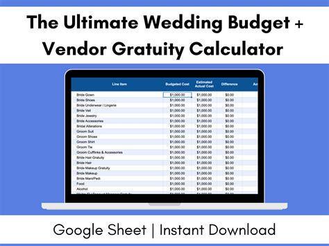 Wedding Budget Template google Sheet - Etsy