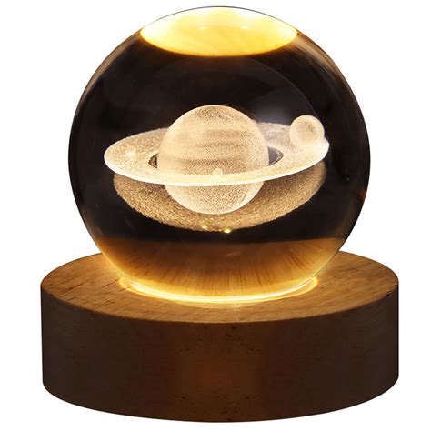 Moon Lamp Globe Crystal Astronaut Planet Engraved Solar System Ball