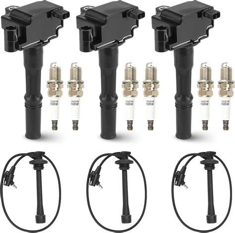 Hurotoms 3pcs Ignition Coil Pack And 6pcs Iridium Spark Plug With 3pcs Wireset