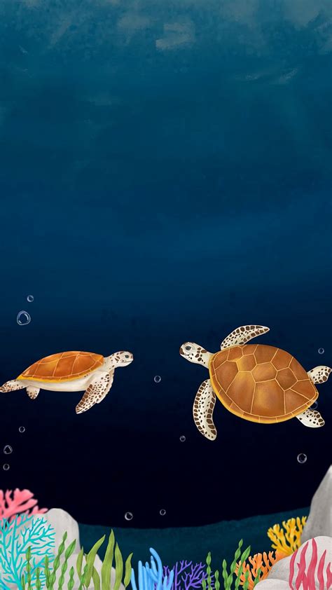 Sea turtle, dark iPhone wallpaper | Premium Photo Illustration - rawpixel