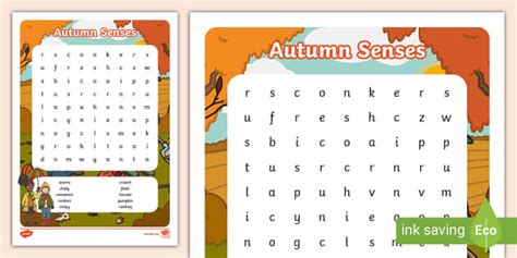 Autumn Senses Word Search Teacher Made Twinkl