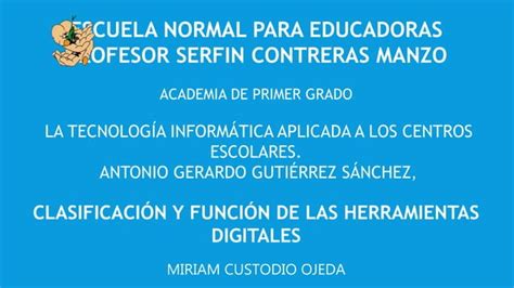 Clasificaci N Y Funciones De Las Herramientas Digitales Ppt