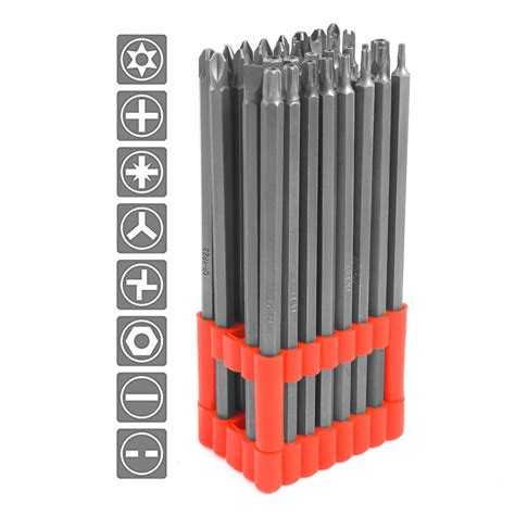 Buy Extra Long Security Bit Set 32 Piece CRV Steel 1 4 Hex Shank 6