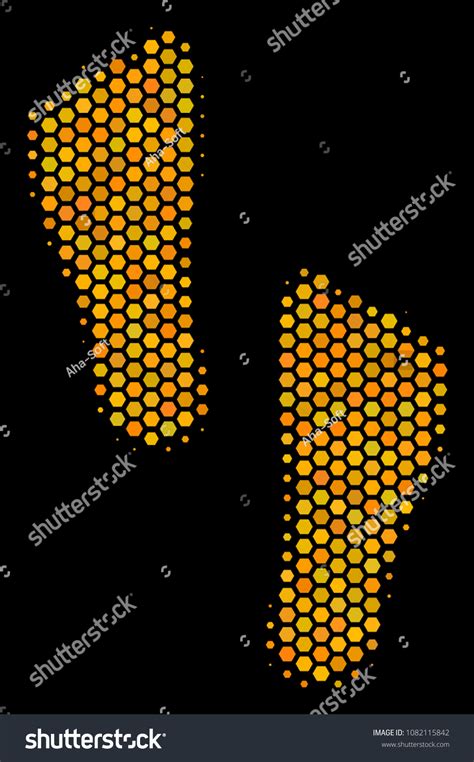 Halftone Hexagonal Human Footprints Icon Bright Stock Vector Royalty