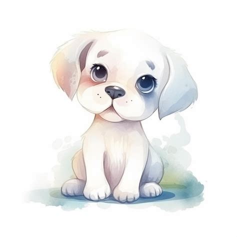 Um Desenho Em Aquarela De Um Cachorrinho Olhos Azuis Foto Premium