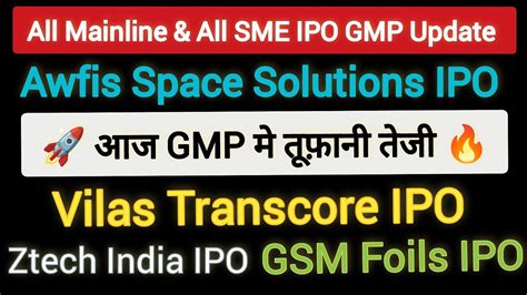 IPO GMP TODAY Awfis Space Solutions IPO GMP GSM Foils IPO GMP