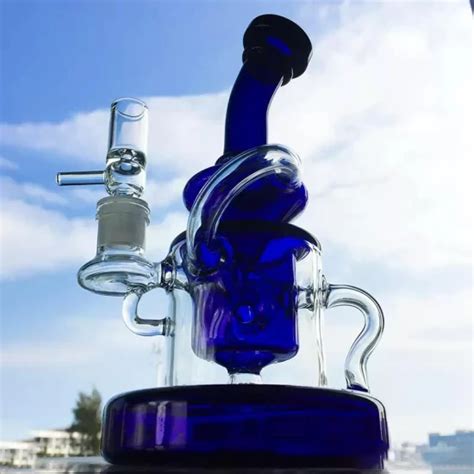 Three Colors Small Recycler Showerhead Perc Glass Hookah Water Pipe Recycle Dab Rig Glass