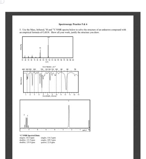 Solved Spectroscopy Practice 5 6 5 Use The Mass Chegg