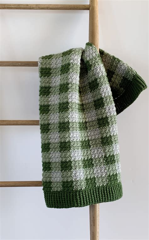 Crochet Green Gingham Blanket - Daisy Farm Crafts