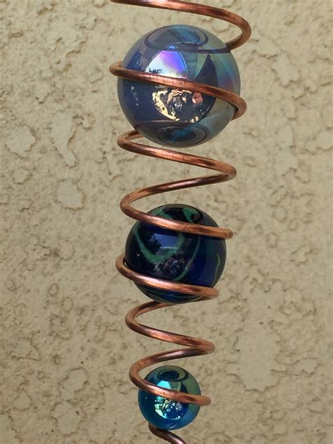 Handmade Copper Wind Spinner 3 Marbles In Illusion Spiral Etsy