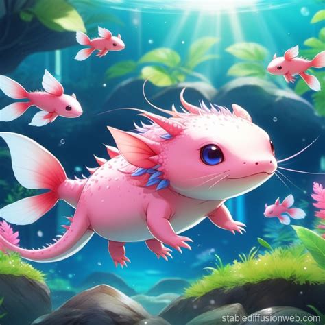 a cute axolotl floats gracefully in the ocean Prompts | Stable Diffusion Online