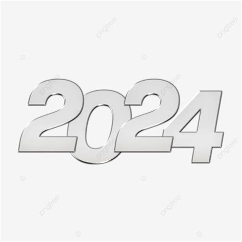 2024 Números De Prata Em Fundo Transparente PNG 2024 Feliz Ano Novo