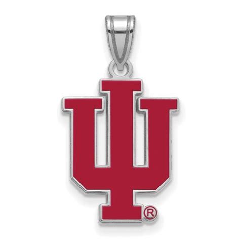 Indiana University Hoosiers Red Iu Trident Logo Pendant In Sterling