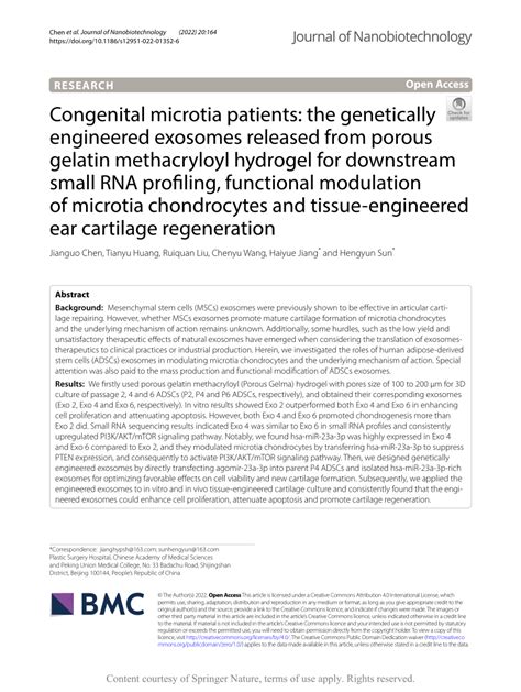 PDF Congenital Microtia Patients The Genetically Engineered Exosomes