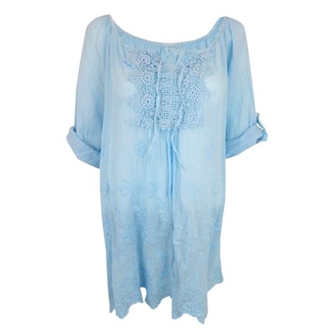 Bluse Tunika Im Boho Ibiza Style Blau Oder Rot M L Made In Italy