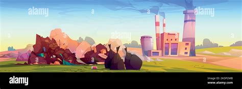 Environment Pollution Concept With Dump And Factory Summer Nature