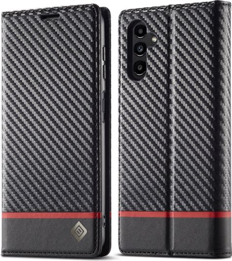 Luxe Bookcover Hoes Etui Voor Samsung Galaxy A G Zwart Rood Carbon