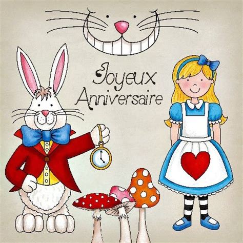 Carte Double Faite Main Joyeux Anniversaire Alice Au Pays Des