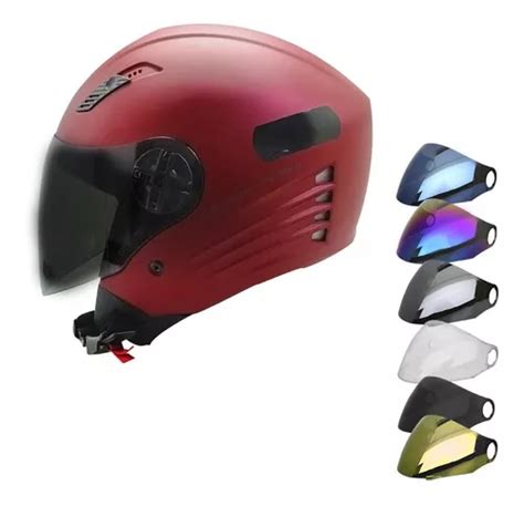 Capacete Aberto Fw X Open Premium Vermelho Viseira Extra