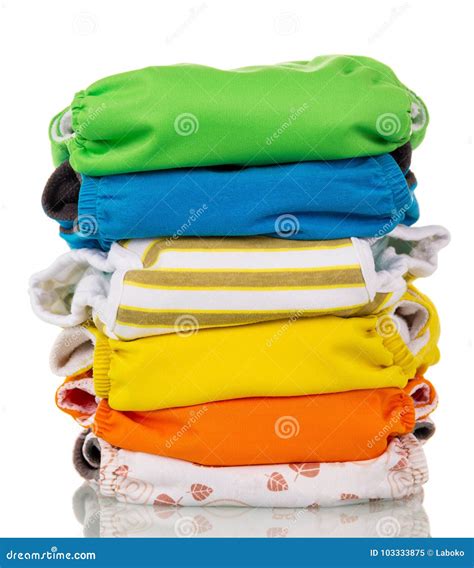 Stack of Multi-colored Modern Eco-friendly Diapers is Isolated O Stock ...