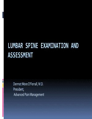 Fillable Online LUMBAR SPINE EXAMINATION AND Fax Email Print PdfFiller