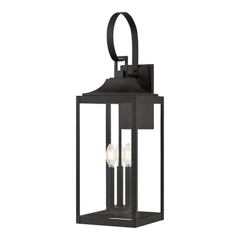 Home Decorators Collection Havenridge 27 8 In 3 Light Matte Black Hardwired Outdoor Wall