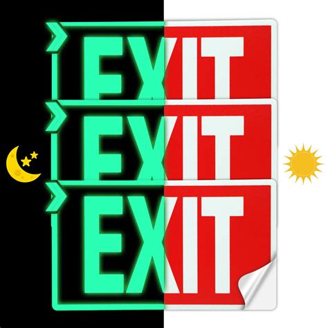 Buy EXIT Signs Glow In The Dark EXIT Decals 3 Pack 12 X7 EXIT