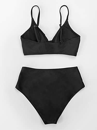 CUPSHE Ensemble bikini deux pièces pour femme Taille haute Col en V