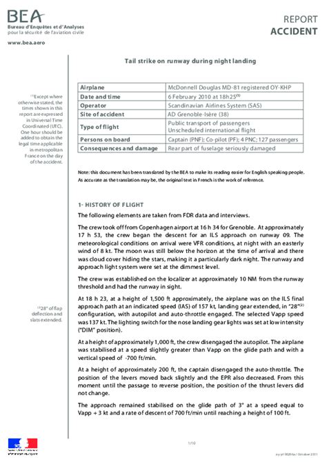 Accident Report Oy P100206aoct 2011 Tail Strike During Night Landing