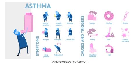 Symptoms Causes Asthma Infographics Vector Illustration Stock Vector