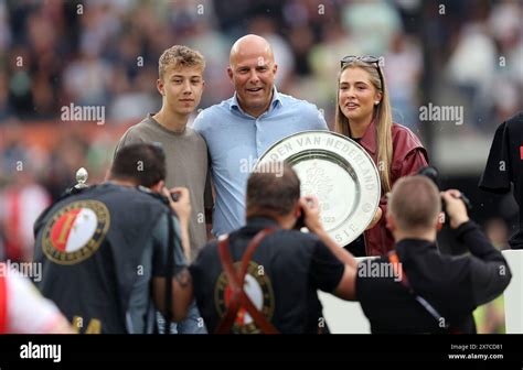 Feyenoord manager Arne Slot with his family following the Dutch Eredivisie match at Stadium De ...