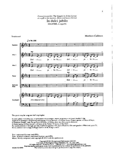 In Dulci Jubilo Matthew Culloton Satb Pdf Entertainment General