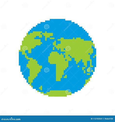 Earth Pixel Art Pixelated Planet Stock Vector Illustration Of Global