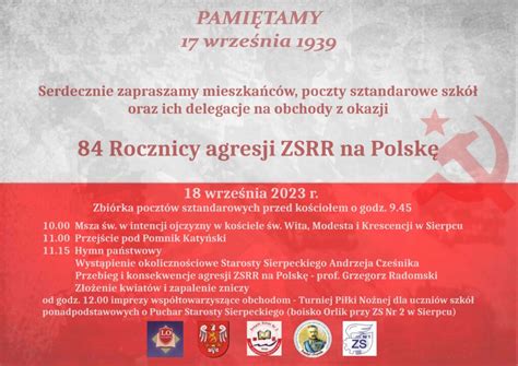 Rocznica Agresji Zsrr Na Polsk Powiat Sierpecki