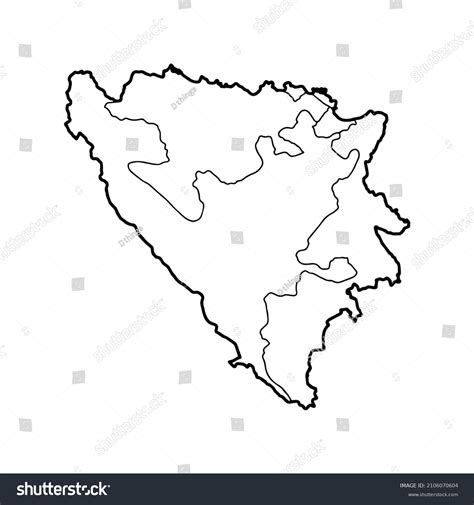 Outline Map Bosnia Herzegovina White Background Stock Vector Royalty