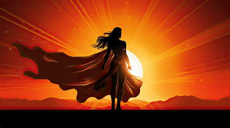 Female superhero depicted in a vector illustration against a sunrise background 27102431 Stock ...